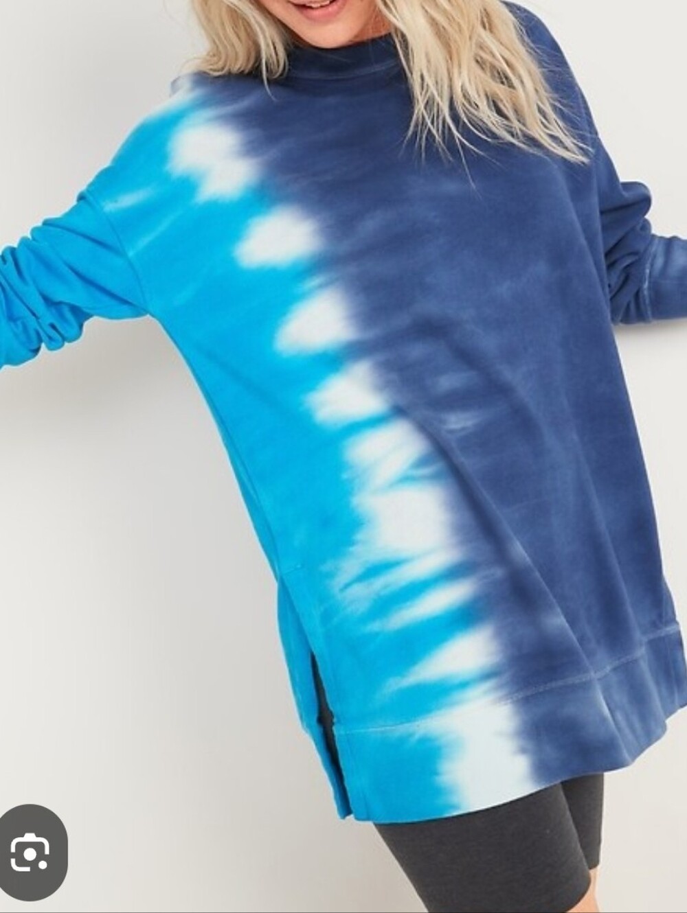 OLD NAVY size Large Tie Dye Sweatshirt Oversized Tunic Royal Blue